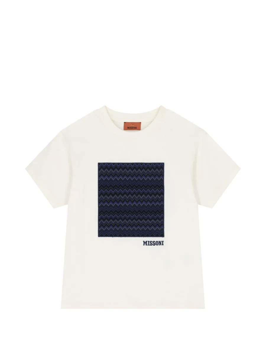 zigzag-patch embroidered-logo T-shirt 1
