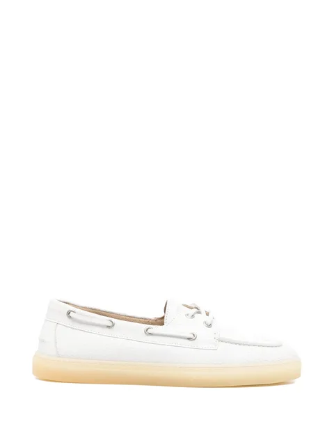tie-fastening leather loafers