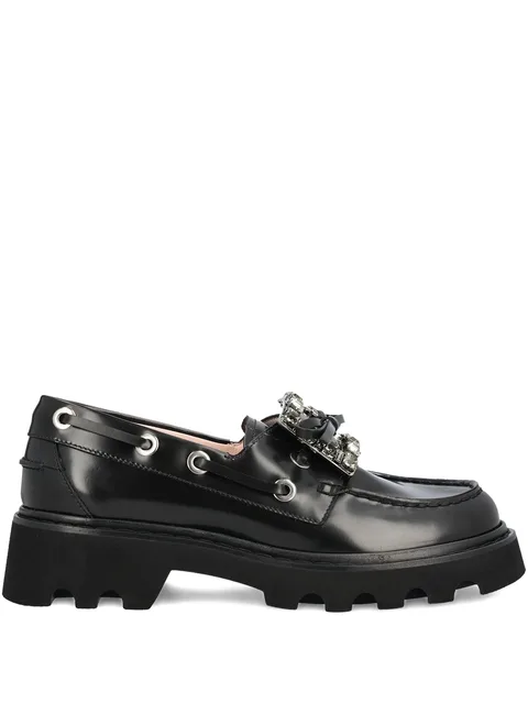 crystal-embellished boat loafers