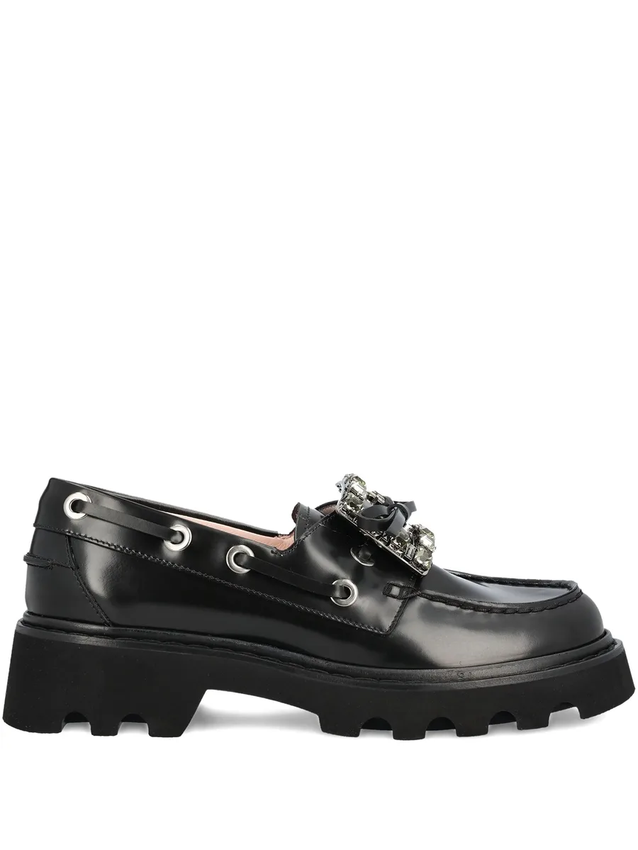 crystal-embellished boat loafers 1