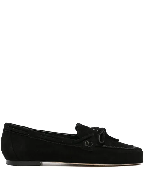 bow-detail suede loafers