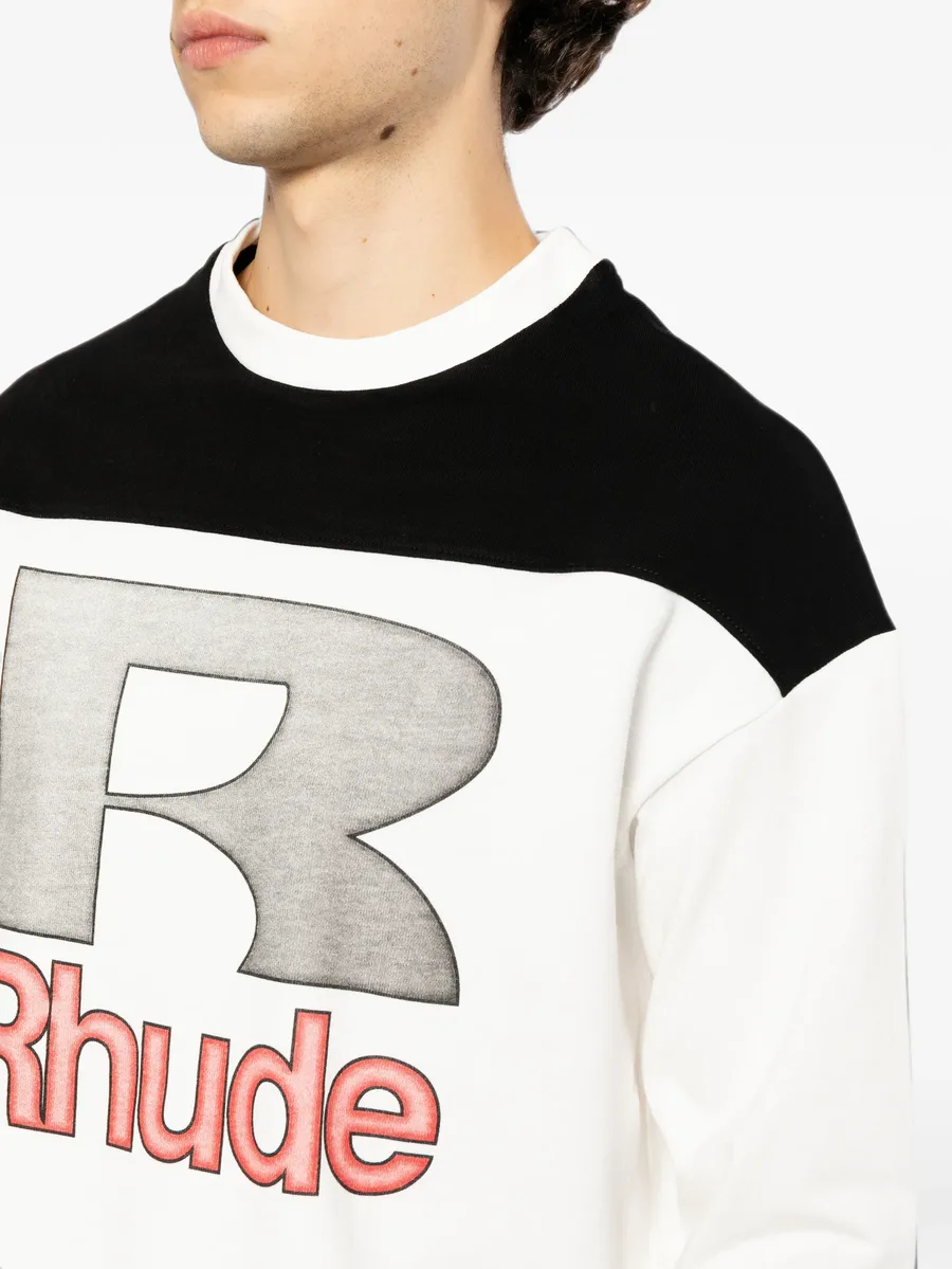 logo-print panelled T-shirt 5