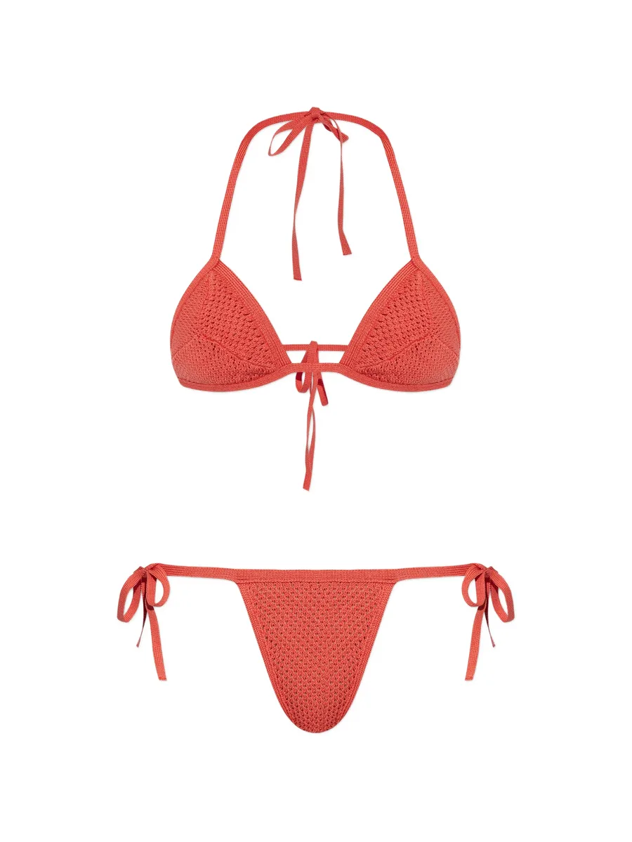 crochet tie-neck two-piece bikini 1