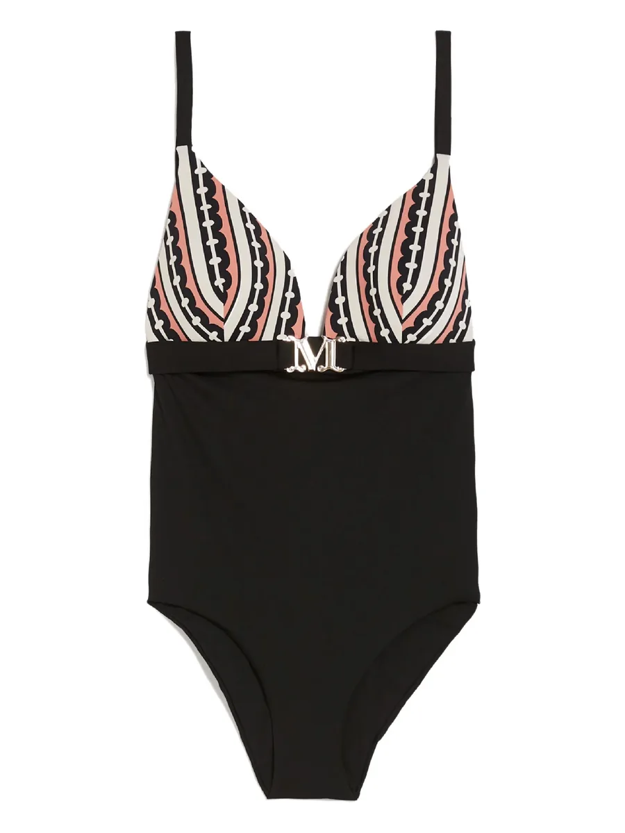 Crystal monogram-print swimsuit 1