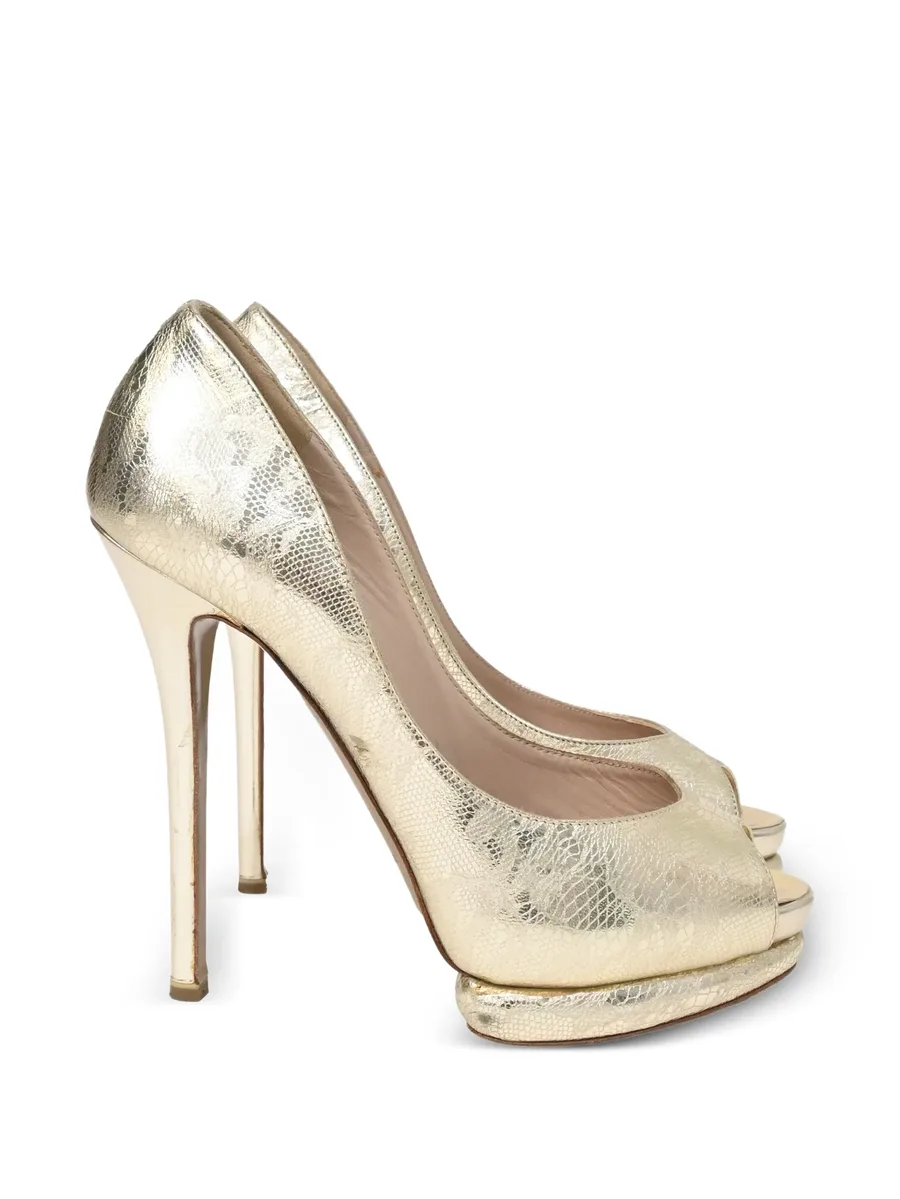 lace-detail peep-toe pumps 2