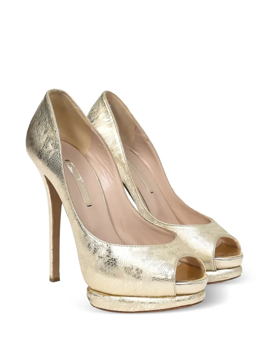 lace-detail peep-toe pumps 4