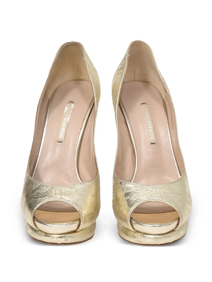 lace-detail peep-toe pumps 7