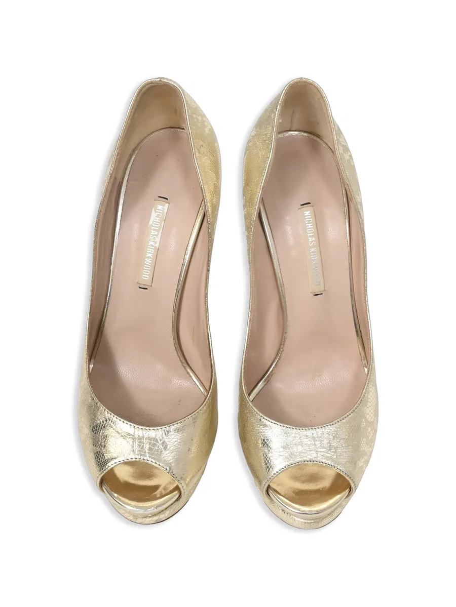 lace-detail peep-toe pumps 10
