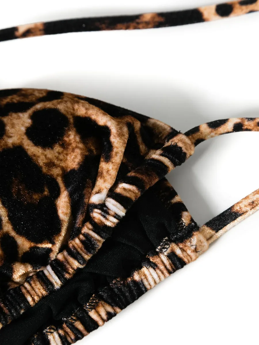 leopard-print velour bikini top 5