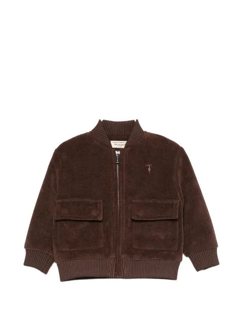 logo-embroidered zip-up bomber jacket