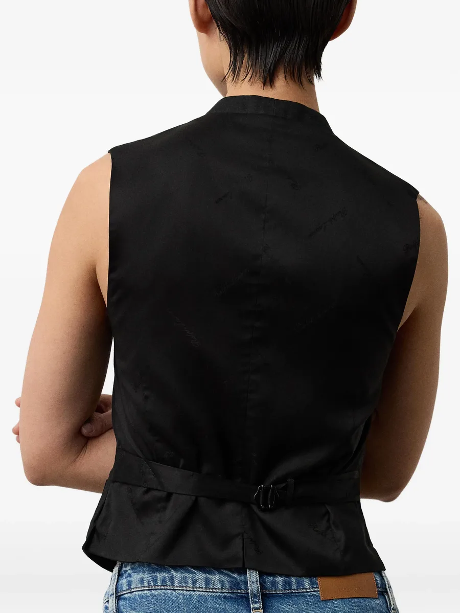 Jaiden V-neck buttoned linen vest 7