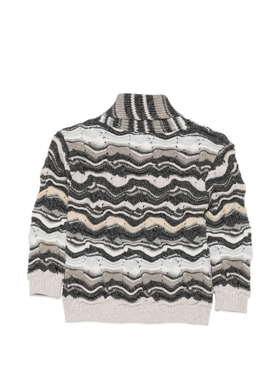 zigzag-knit shawl-collar knitwear 2