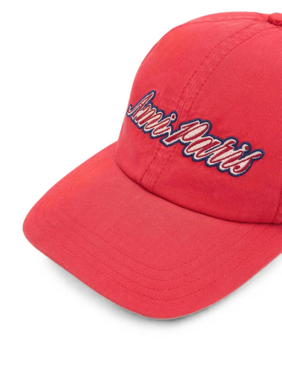 red cotton cap with Ami Paris emboirery 2