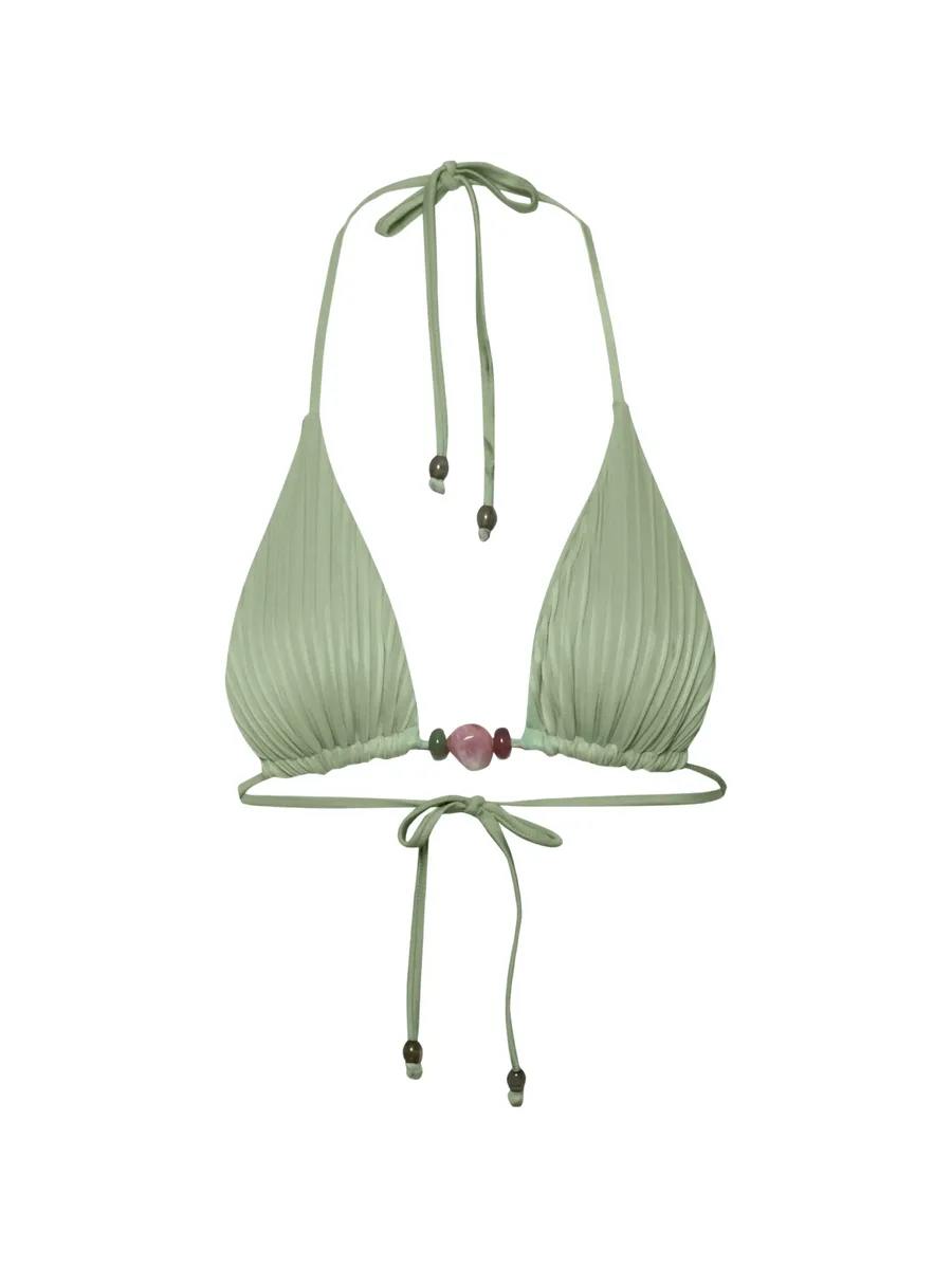 Kaia self-tie stone-embellished bikini top 2