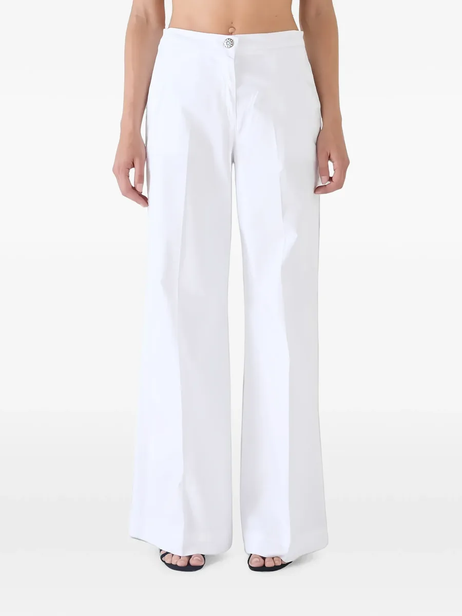 flower-button flared trousers 1