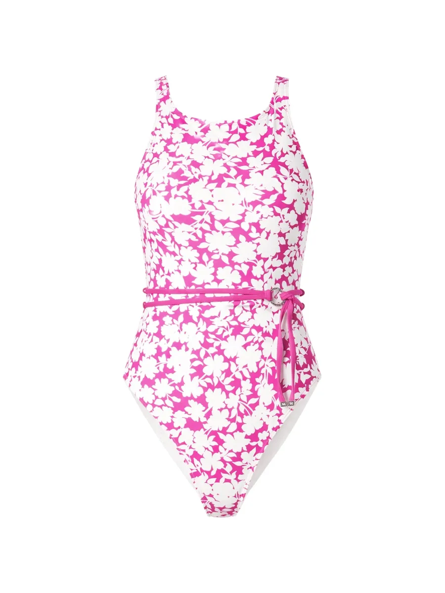 floral-print belted swimsuit 1
