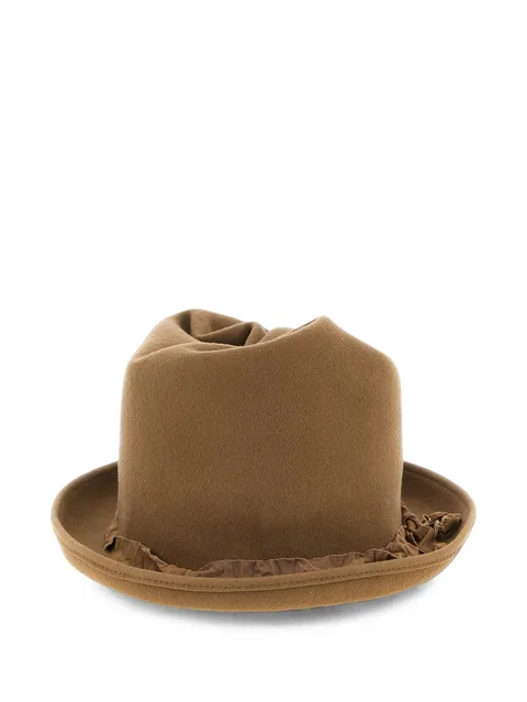 curled asymmetric-crown hat