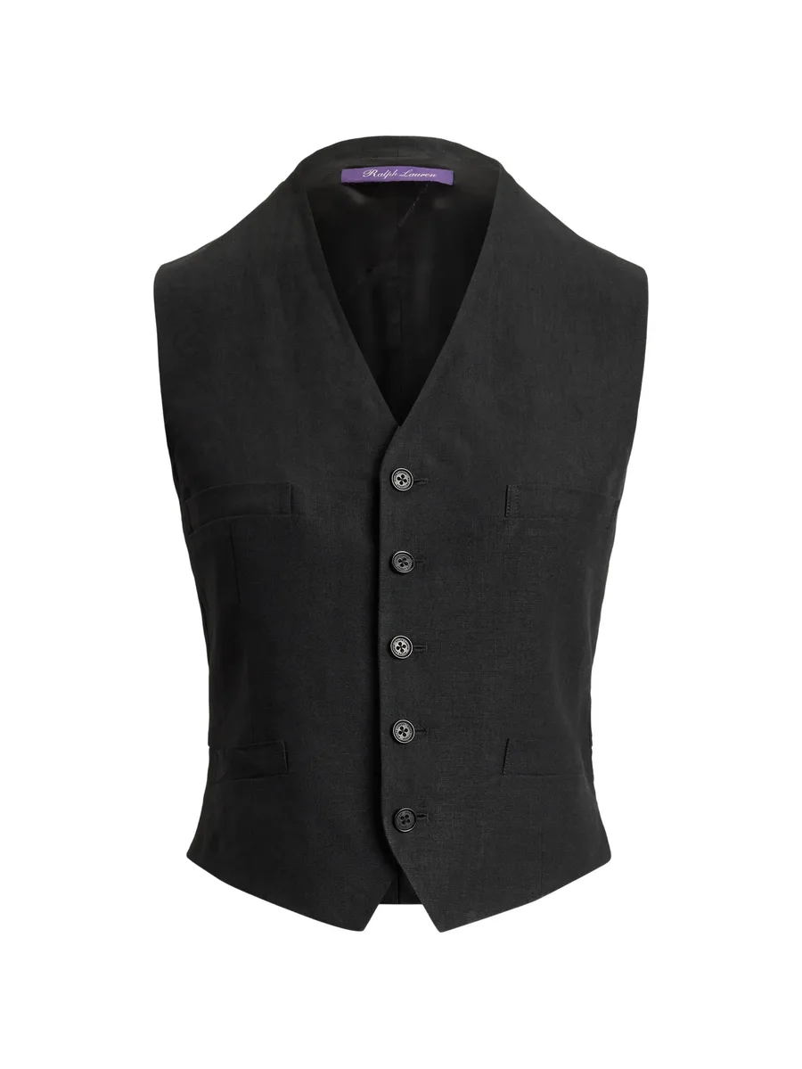 Jaiden V-neck buttoned linen vest 1