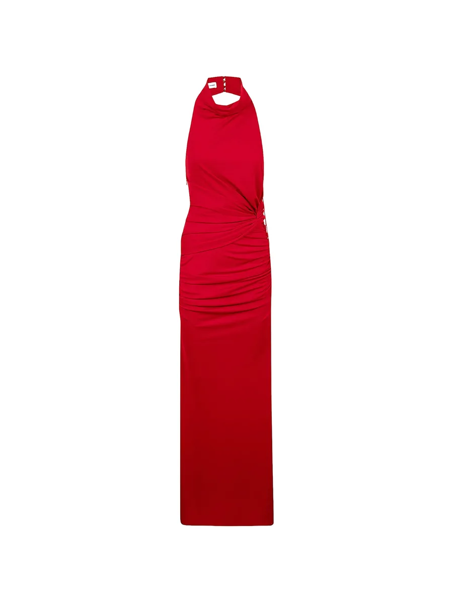 ruched halter-neck maxi dress 1