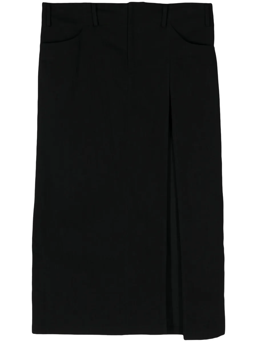 side-slit denim maxi skirt 1
