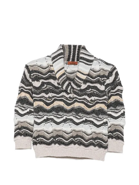 zigzag-knit shawl-collar knitwear