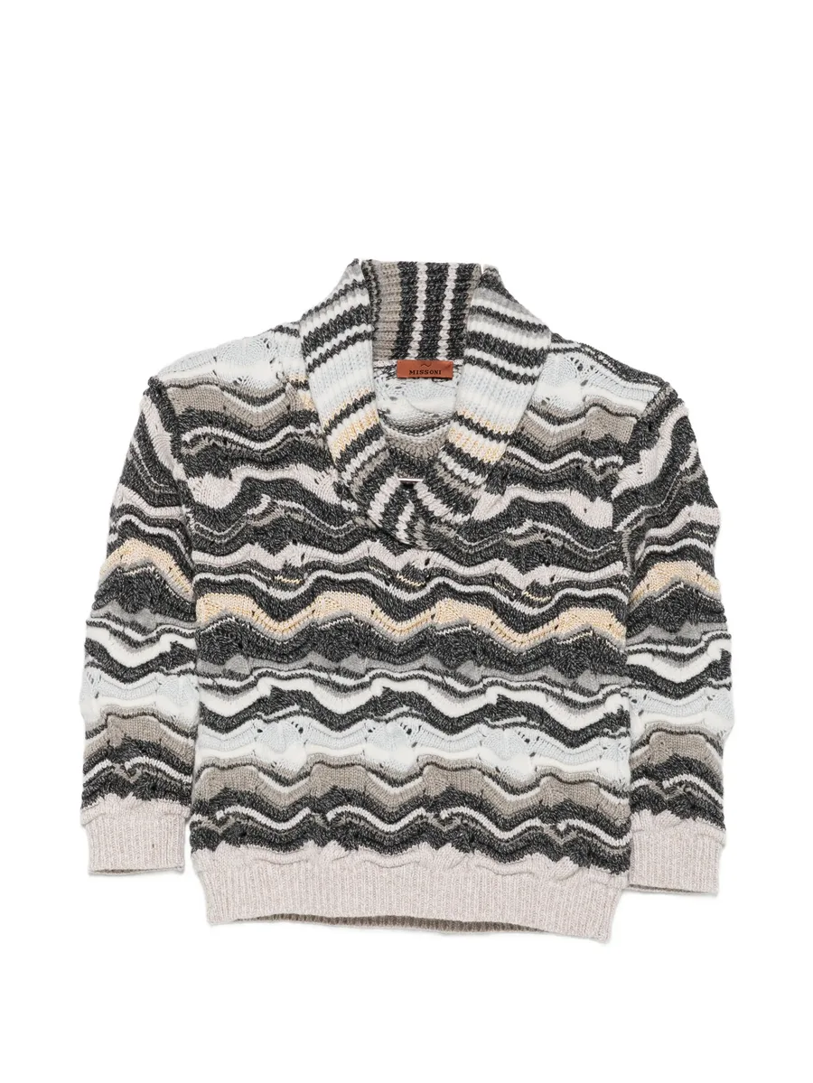 zigzag-knit shawl-collar knitwear 1