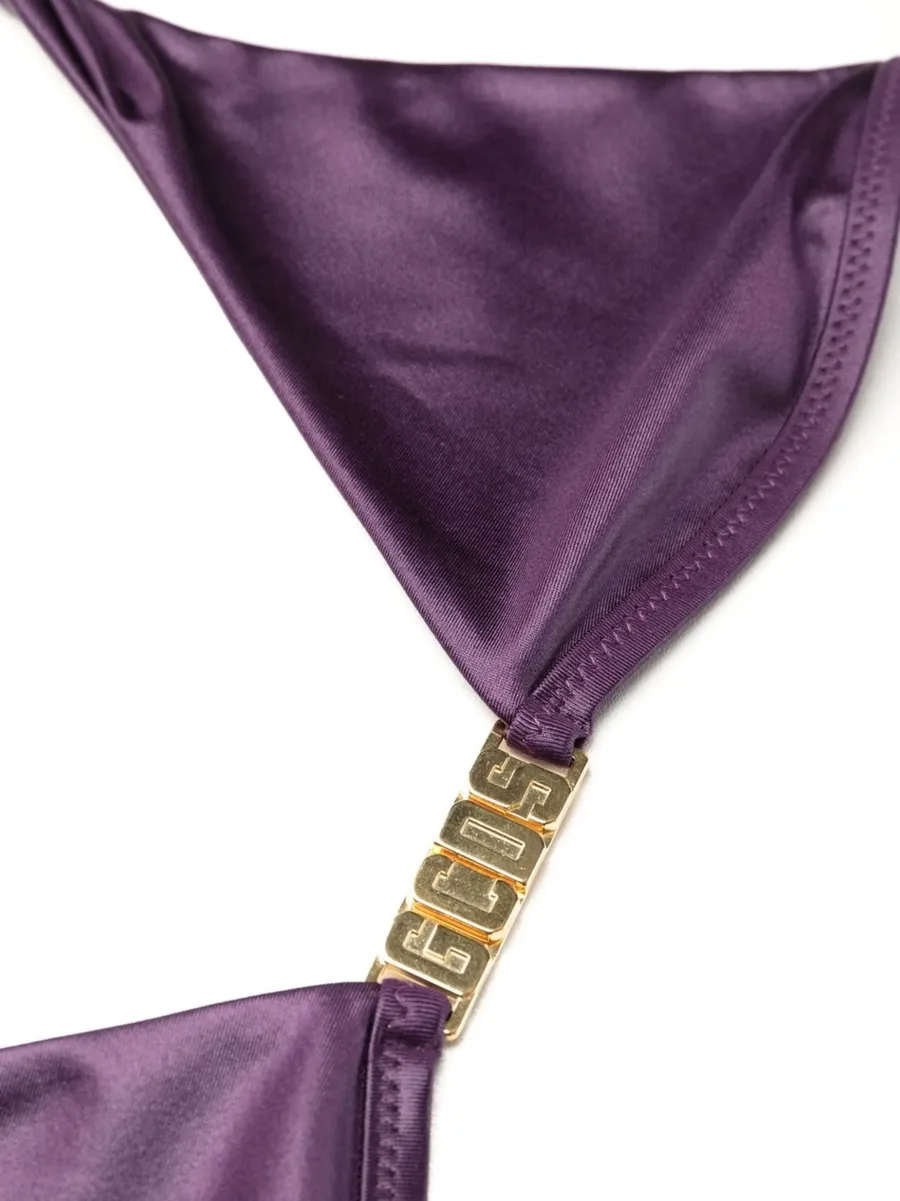 logo-plaque halterneck bikini top 5