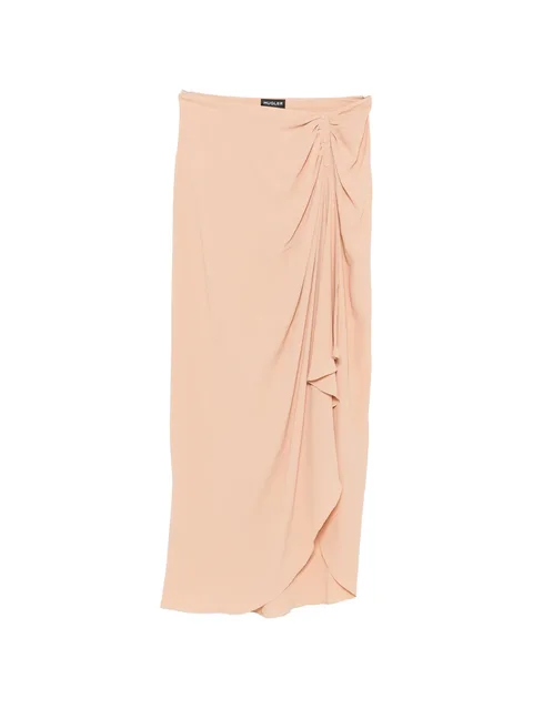 draped button-detail skirt