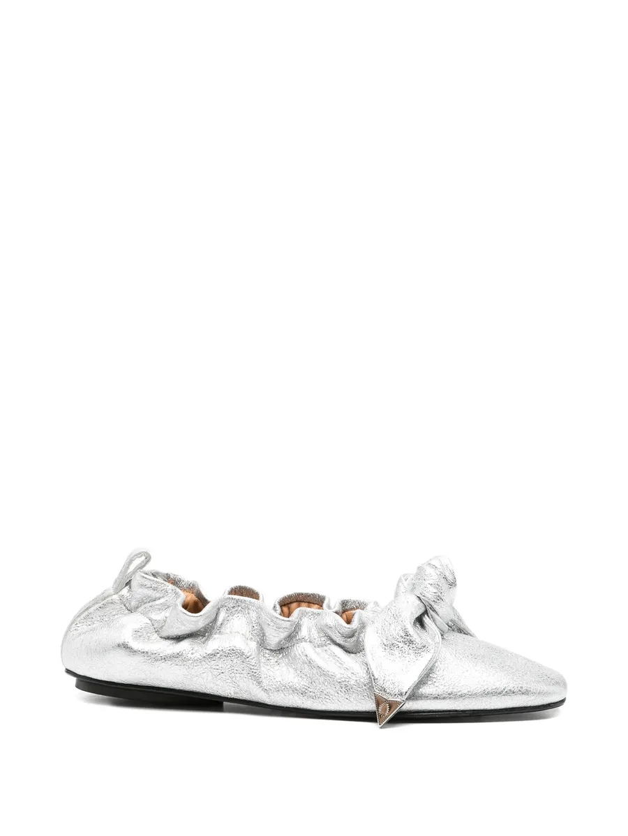metallic cracked bow ballet flats 2