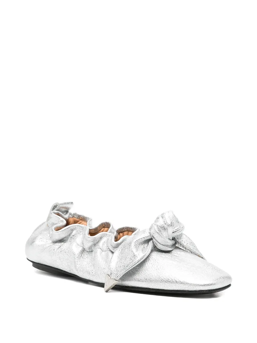 metallic cracked bow ballet flats 3