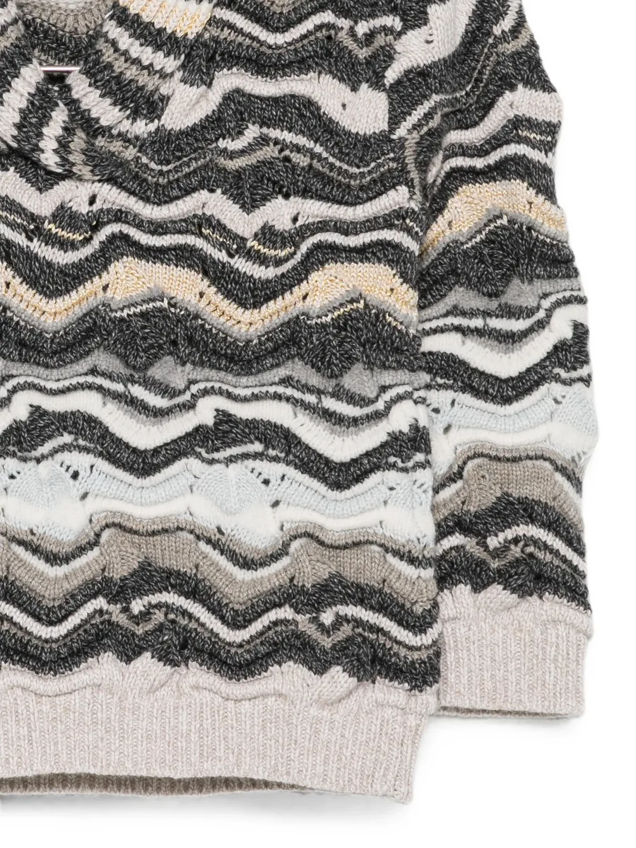 zigzag-knit shawl-collar knitwear 3