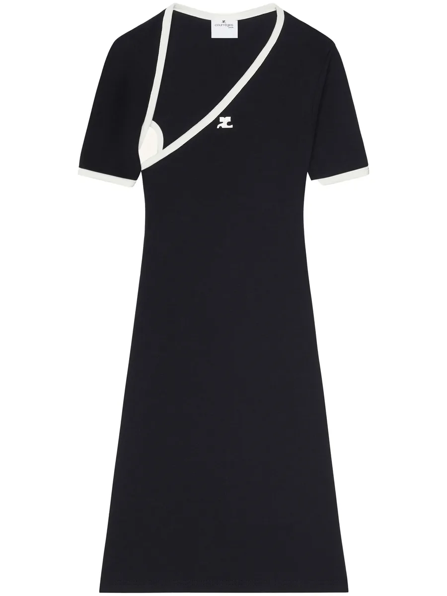 asymmetric-neck mini dress 1