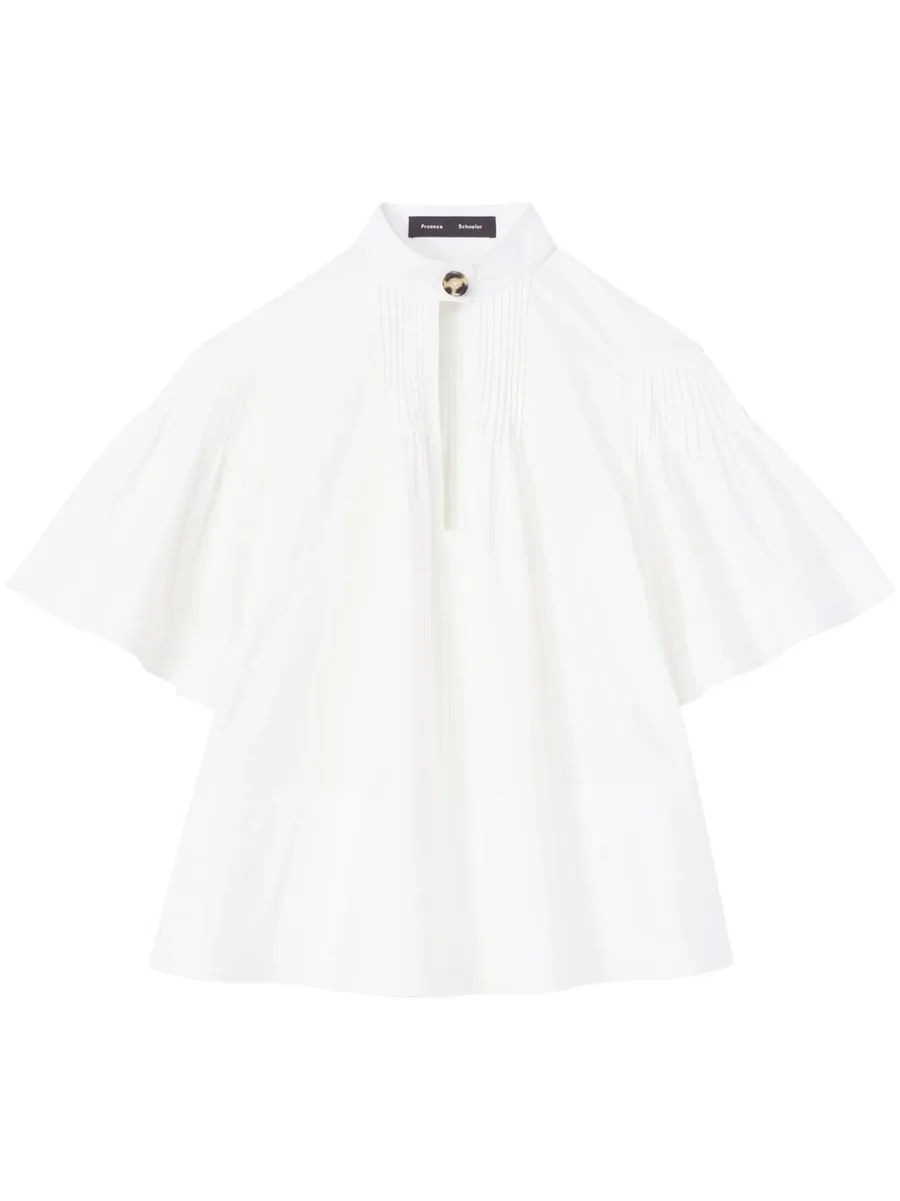 pintuck-detail flared blouse 1