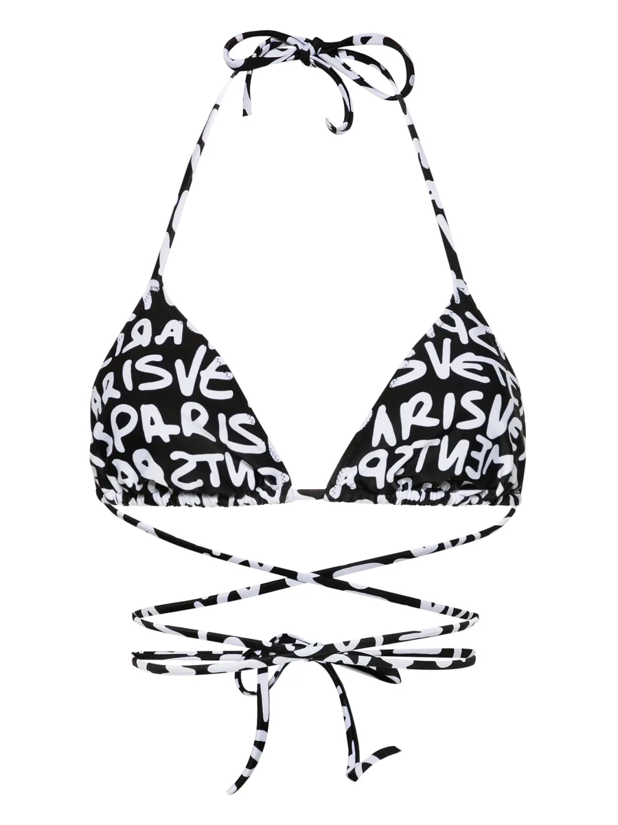logo-print triangle bikini top 1