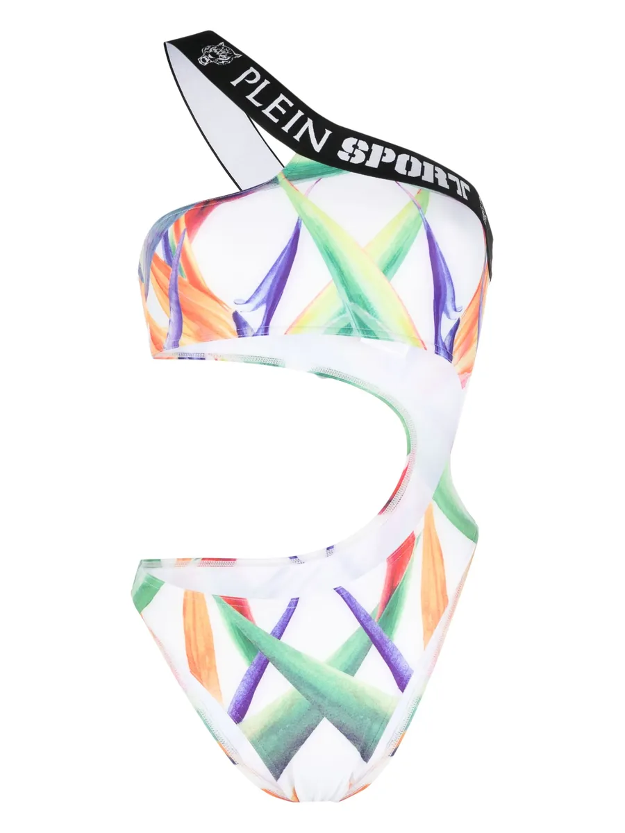 graphic-print one-shoulder swimsuit 1