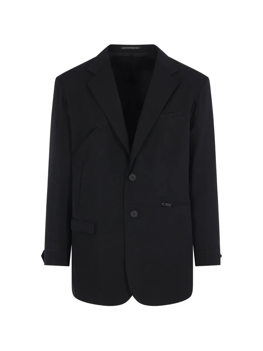 wool zip-detail notch-lapel jacket 1