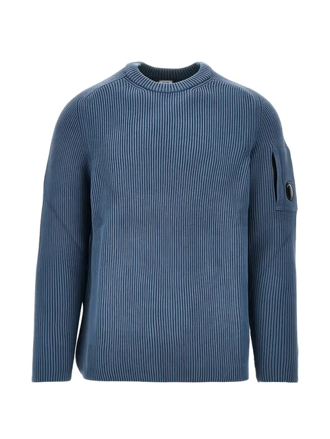 full rib cotton Lens crewneck sweater