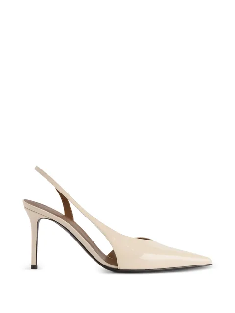 Desiree asymmetric-design sling-back pumps
