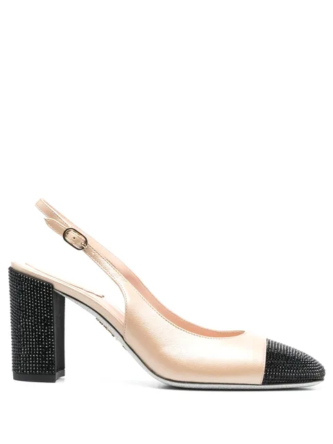 80mm two-tone rhinestone-embellished pumps