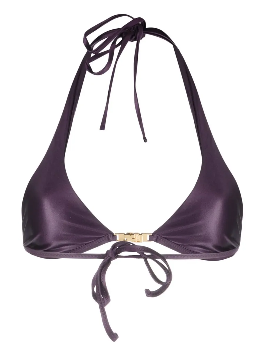 logo-plaque halterneck bikini top 3