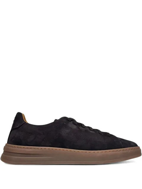suede leather lace-up trainers