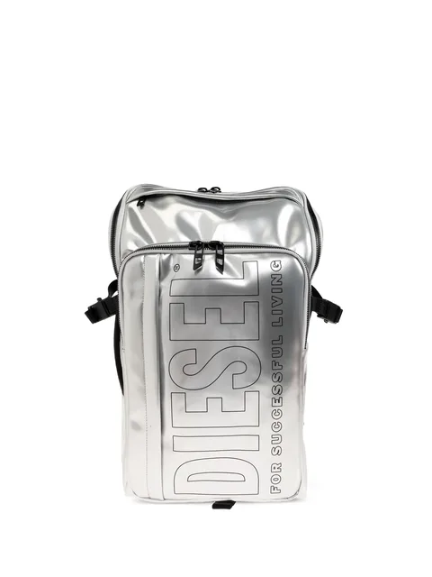 logo-print metallic-effect backpack
