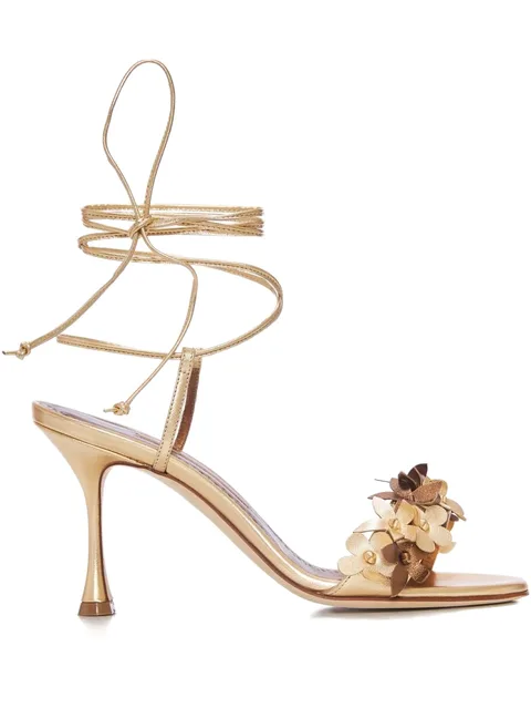 90mm Anista flower-embellished lace-up sandals