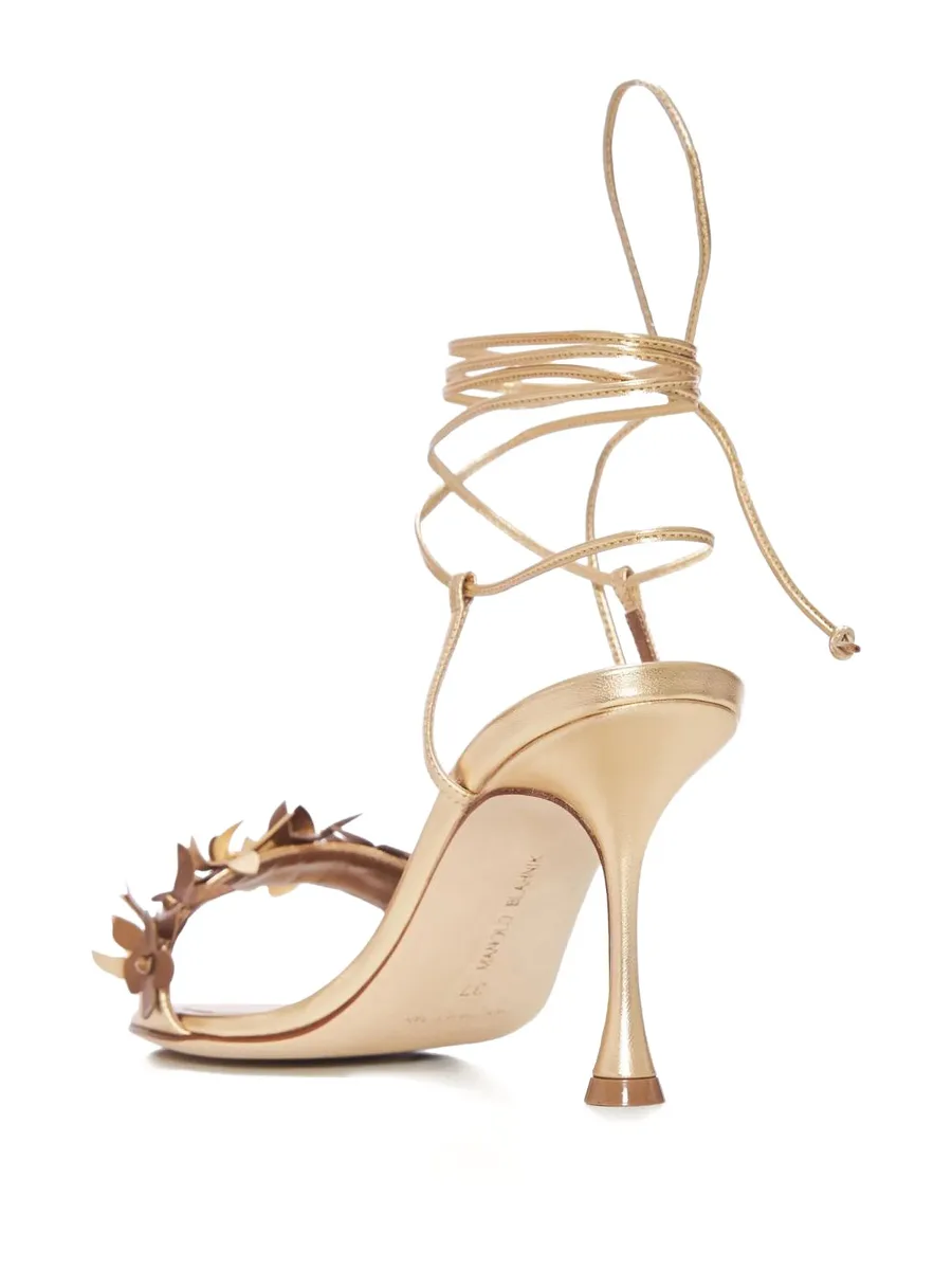 90mm Anista flower-embellished lace-up sandals 4