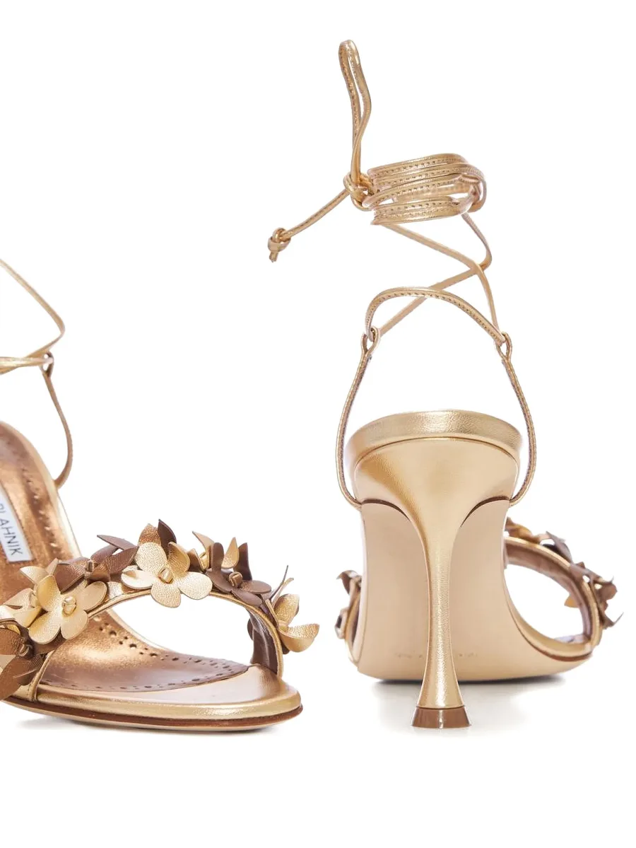 90mm Anista flower-embellished lace-up sandals 6