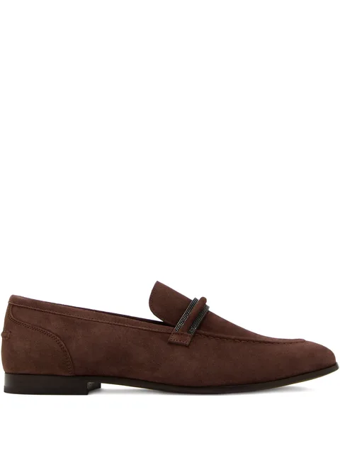 beaded-embellished suede loafers
