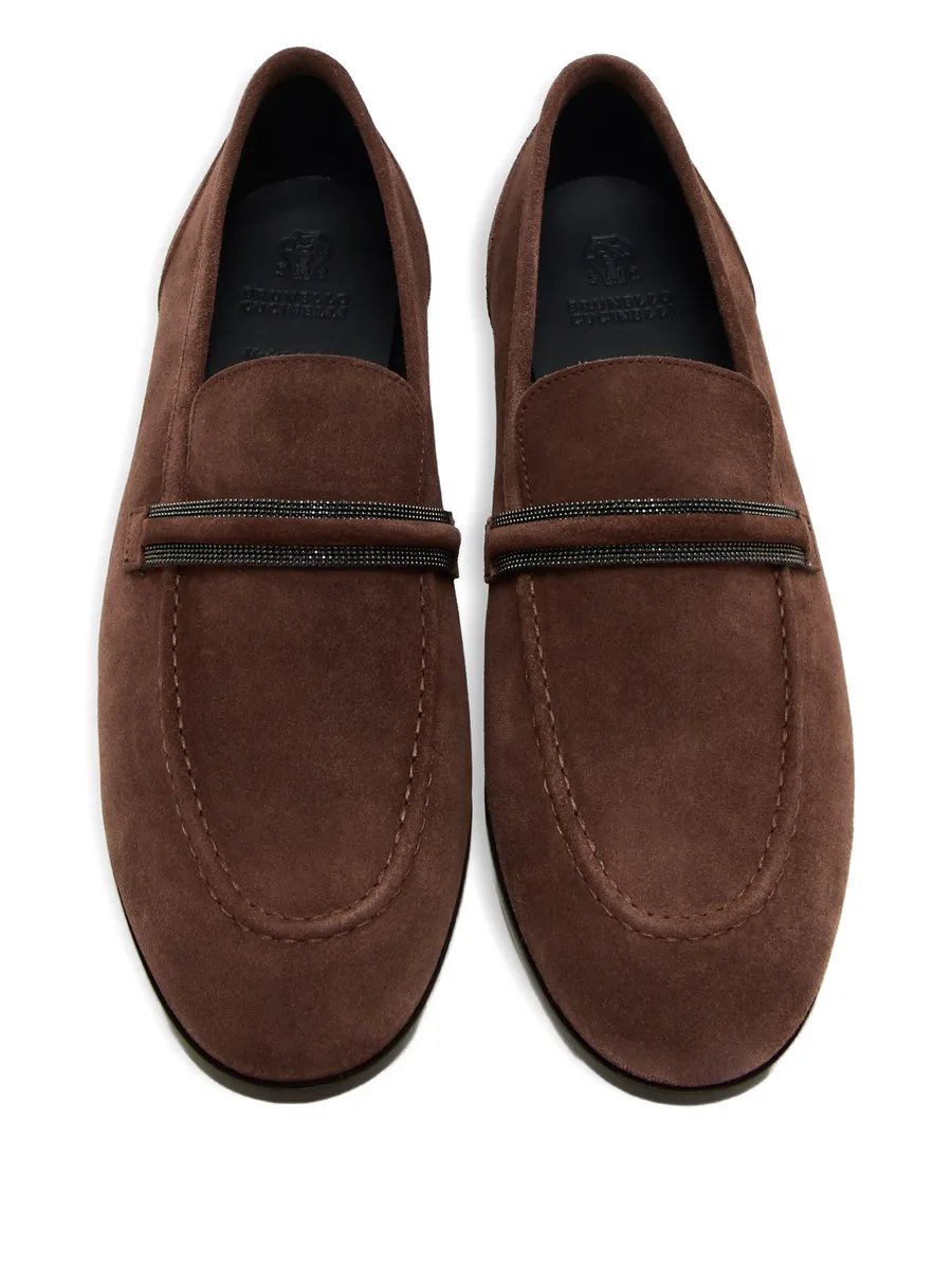 beaded-embellished suede loafers 3