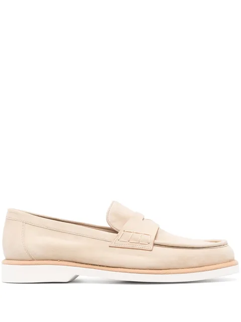 almond-toe suede loafers