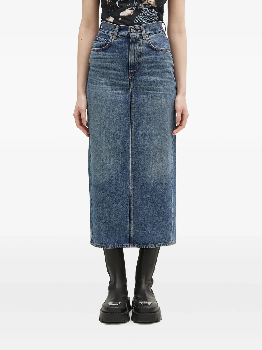 джинсовая юбка миди с завышенной талией 1