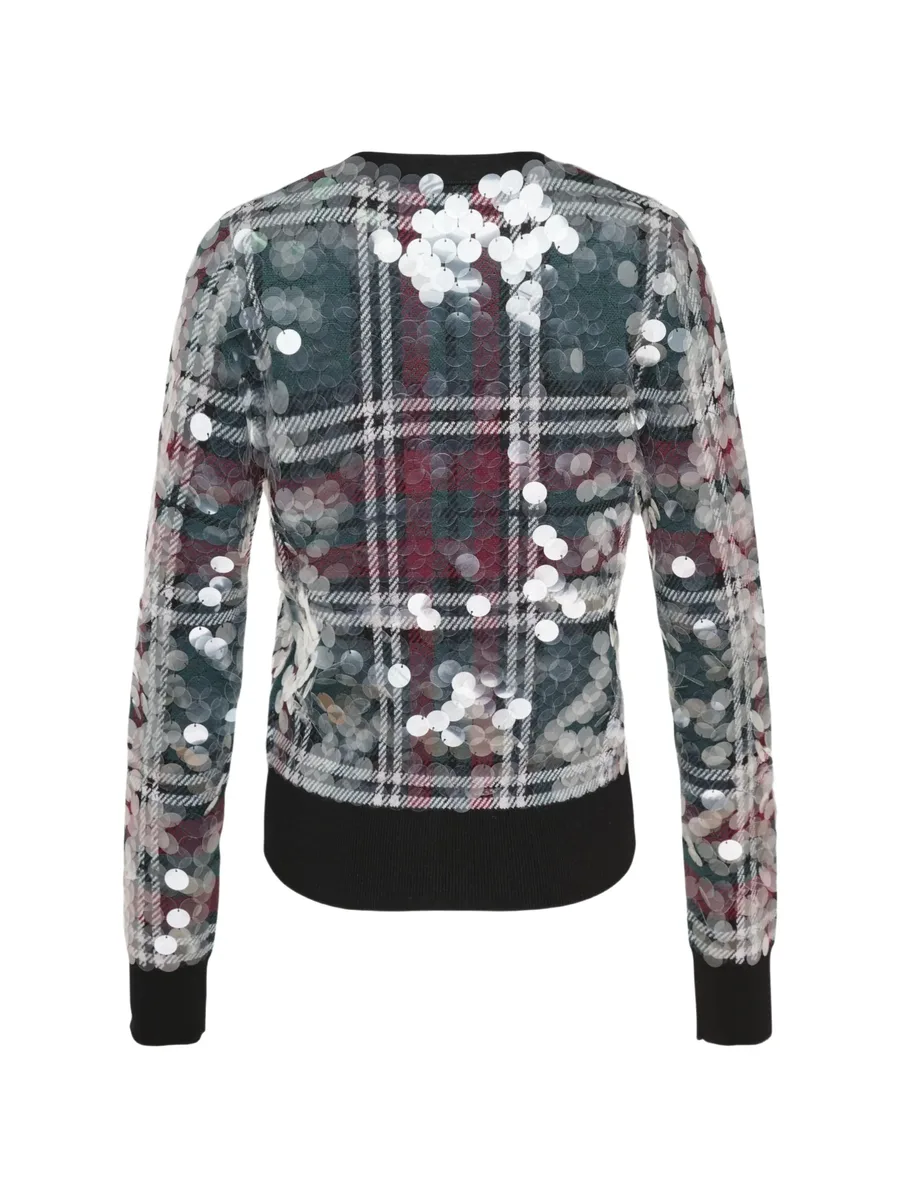 plaid sequin-embellished wool cardigan 2